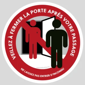 Sticker securité Fermez la porte après vous - ne laissez pas entrer des inconnus - autocollant