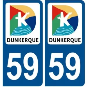Sticker plaque immatriculation 59 Dunkerque – Autocollant Nord - ref 050920