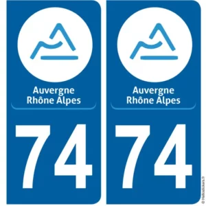 Sticker plaque immatriculation 74 Haute-Savoie – Autocollant - ref 100319
