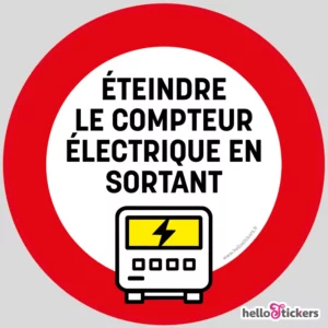 Sticker éteindre le compteur électrique autocollant sécurité