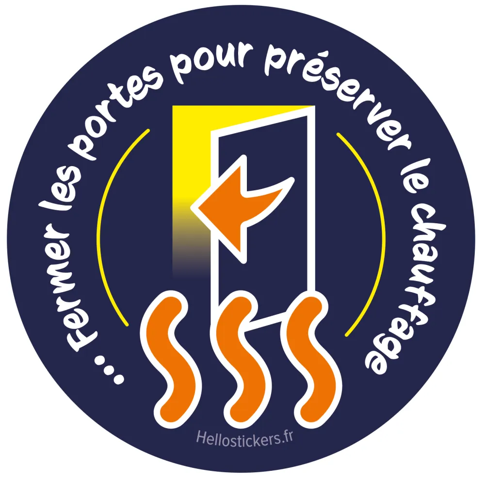 Sticker Fermer les portes pour préserver le chauffage – Autocollant énergie