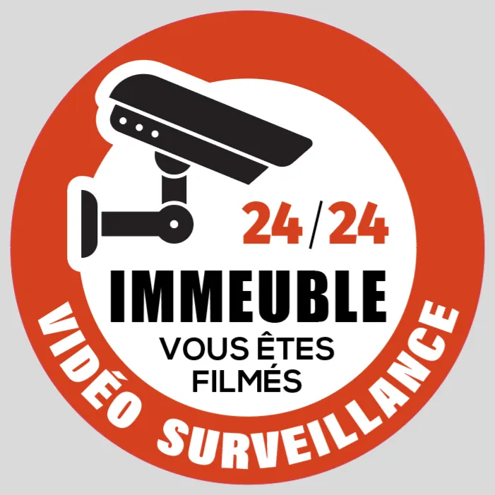 Sticker vidéo surveillance immeuble 24/24 vous êtes filmés