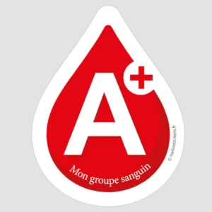 sticker groupe sanguin A+ autocollant médical rouge goutte de sang