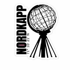 Nordkapp sticker Norvège coordonnées globe autocollant voyage scandinavie