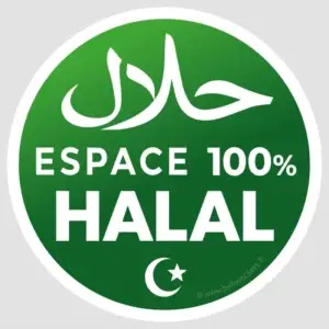 sticker halal espace 100% halal vert autocollant vitrine