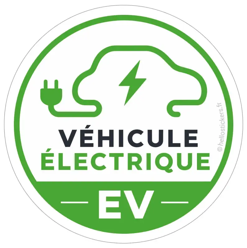 sticker vehicule electrique ev - autocollant 100626